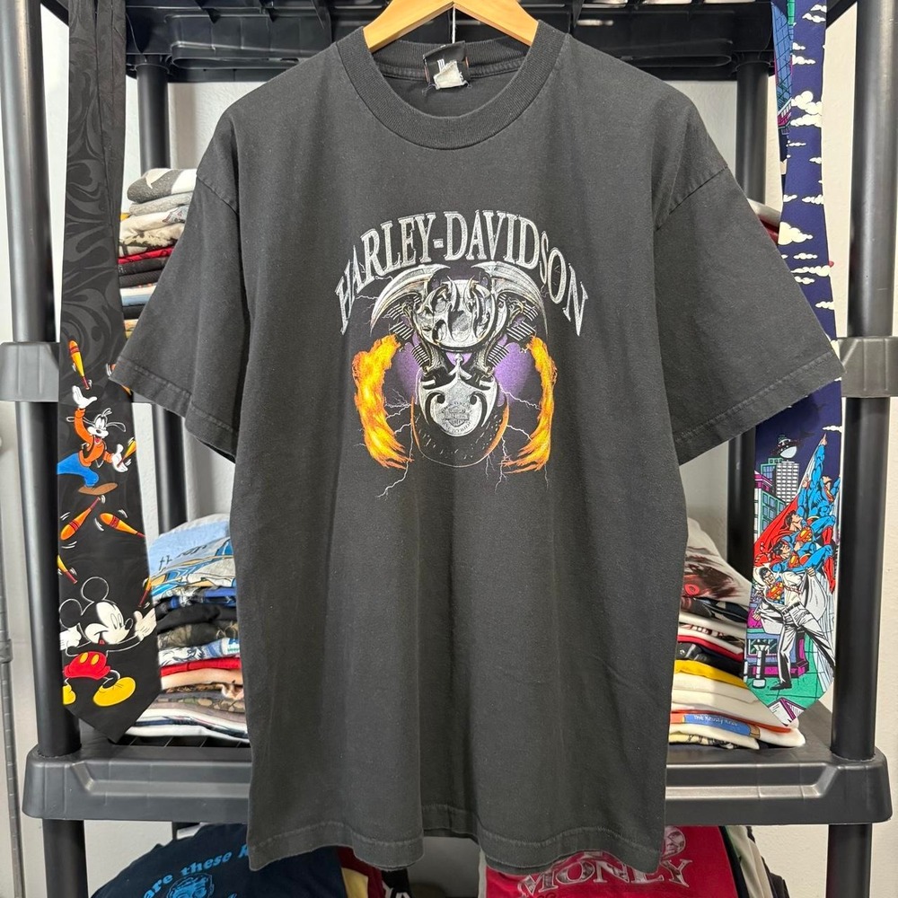Vintage 90s Harley Davidson Ft Lauderdale FL Graphic T-Shirt Black XL Biker Tee